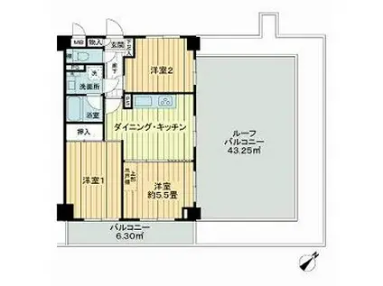 ライオンズマンション鹿沼公園(3DK/5階)の間取り写真