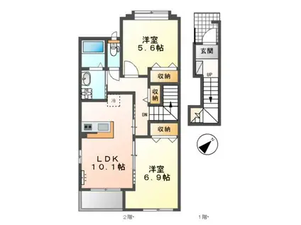 セレーノコトー(2LDK/2階)の間取り写真
