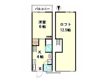 欅ハイツ(1K/2階)の間取り写真