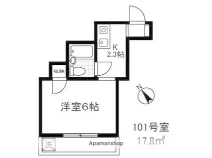 グリーンヒルⅢ(1K/1階)の間取り写真