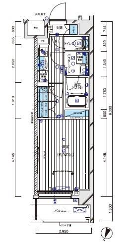 メインステージ横濱黄金町(1K/3階)の間取り写真