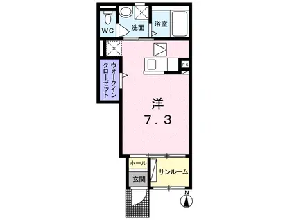 センターヴィレッジⅢ(ワンルーム/1階)の間取り写真