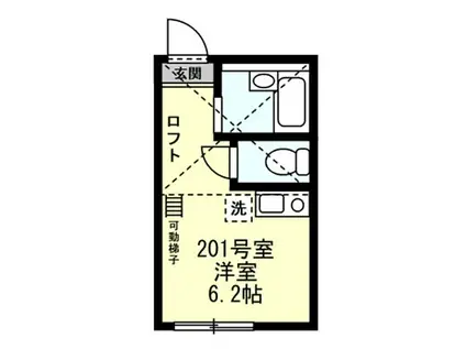 ユナイト能見台ハリマオ(ワンルーム/2階)の間取り写真