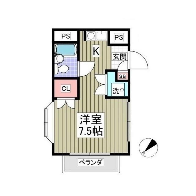 フローラルコート3(ワンルーム/1階)の間取り写真