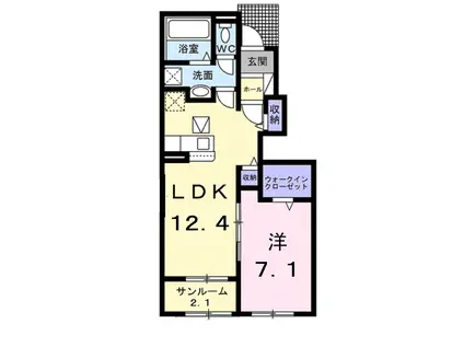 レゾンス(1LDK/1階)の間取り写真