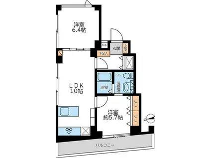 グランカーサ馬込Ⅰ(2LDK/6階)の間取り写真