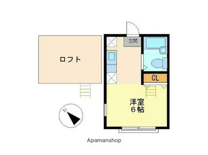 ハーミットクラブハウス栗田谷(ワンルーム/2階)の間取り写真
