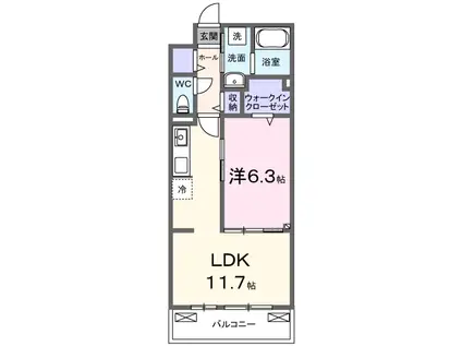 ラ・ミア・ヴィア(1LDK/3階)の間取り写真