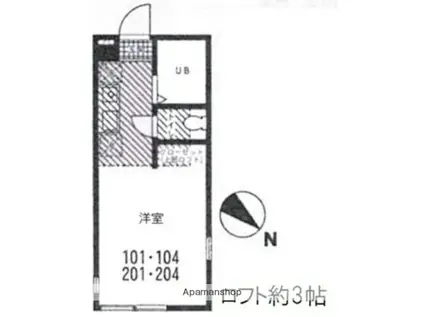 ハーミットクラブハウス追浜B棟(ワンルーム/1階)の間取り写真