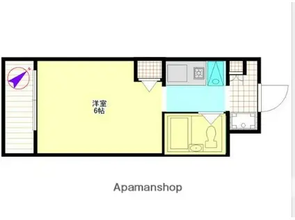ヒルトップ霞ヶ丘(ワンルーム/4階)の間取り写真