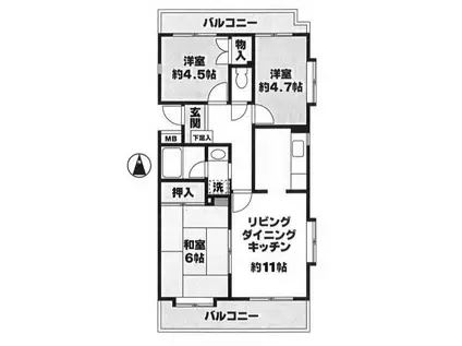 辻堂ガーデンタウン(3LDK/1階)の間取り写真