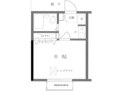 ポートヴィラ(1K/2階)の間取り写真