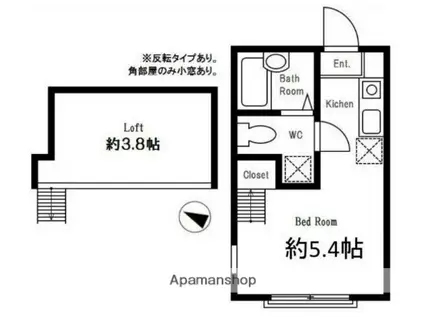 ハーミットクラブハウス月見台(ワンルーム/1階)の間取り写真