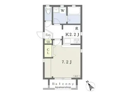 エスタシオン 湘南(1K/1階)の間取り写真