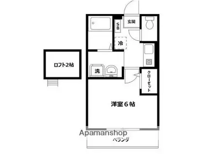 コウジィーコートⅠ(1K/2階)の間取り写真