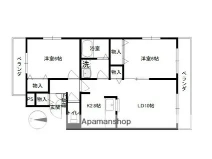 ベルローズ(2LDK/2階)の間取り写真