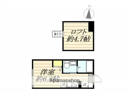 サンテラス山手Ⅰ(ワンルーム/2階)の間取り写真