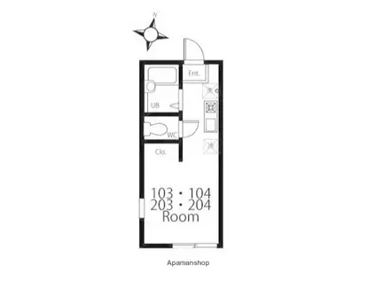 ハーミットクラブハウス根岸A(ワンルーム/2階)の間取り写真