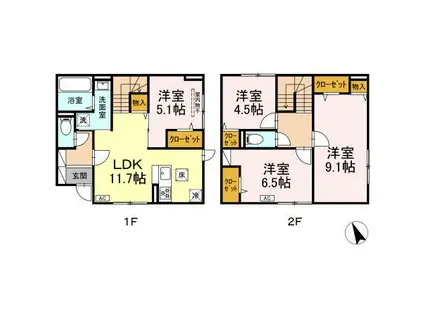 ジェルベーラ(4LDK/1階)の間取り写真
