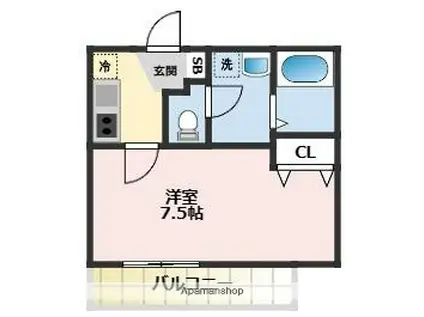 リアル北久里浜パークテラスⅠ(1K/1階)の間取り写真