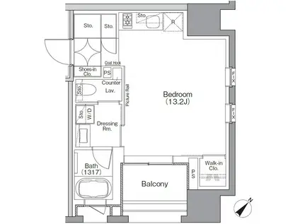 ザ・パークハビオSOHO横浜関内(ワンルーム/3階)の間取り写真
