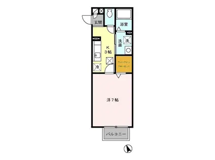 ドルフ花みずきK(1K/1階)の間取り写真