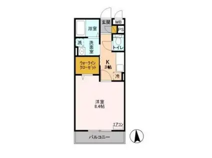 アルスノーヴァⅡ(1K/2階)の間取り写真