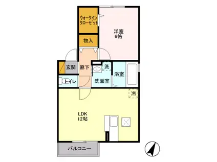 メゾンふじ(1LDK/1階)の間取り写真