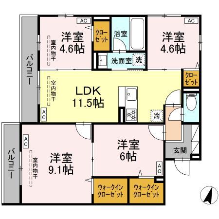 レジデンス湘南II(4LDK/2階)の間取り写真