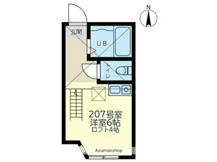 ユナイト浅田フランチェスカ(ワンルーム/1階)の間取り写真