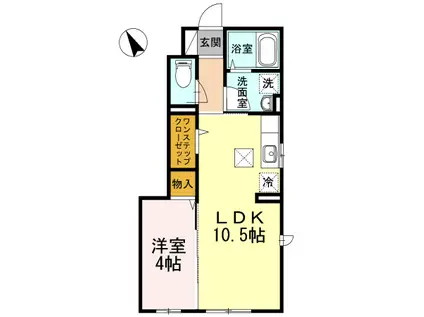 Dフォート(1LDK/1階)の間取り写真