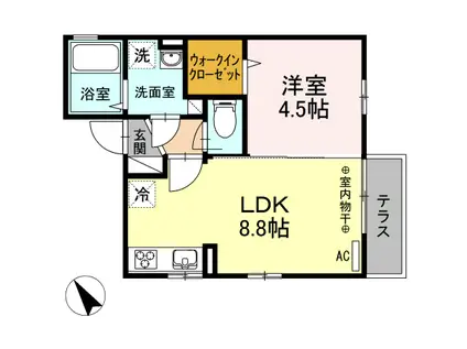 プランドール(1LDK/1階)の間取り写真