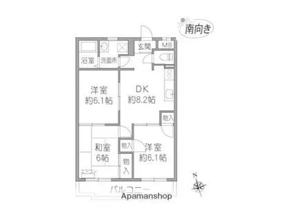 ラークハイツ座間(3DK/3階)の間取り写真