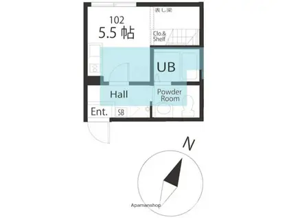 ハーミットクラブハウス京急弘明寺Ⅲ B号棟(ワンルーム/1階)の間取り写真