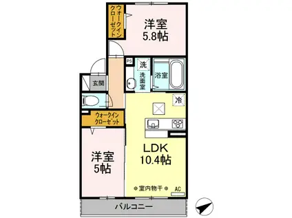 GRAND ARBRE(2LDK/1階)の間取り写真