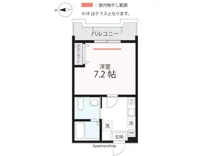 ハーミットクラブハウス GHITAS(1K/3階)の間取り写真