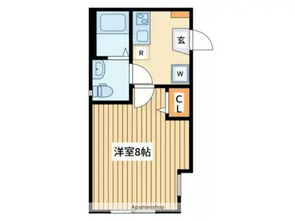 ベルヴィ鶴間(1K/1階)の間取り写真