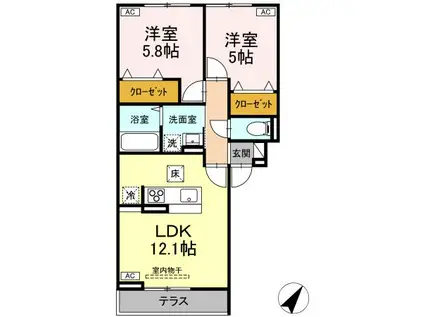 D-ROOM N(2LDK/1階)の間取り写真