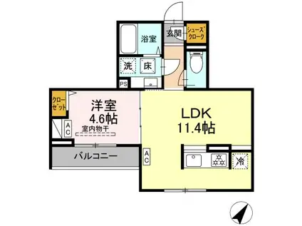 エスペリア淵野辺(1LDK/3階)の間取り写真