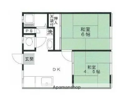 第一島田ハイツ(2DK/1階)の間取り写真