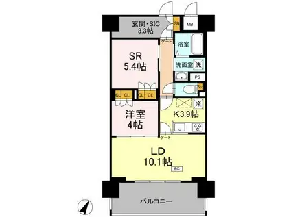 リーラ横浜川和町(1LDK/1階)の間取り写真