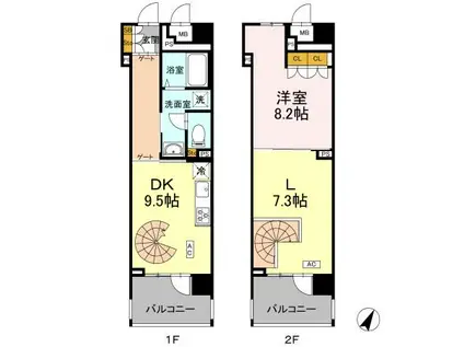 リーラ横浜川和町(1LDK/2階)の間取り写真