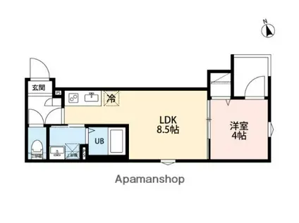 LUNA COURT(1LDK/2階)の間取り写真