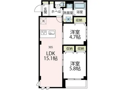 ニューグランデュールⅡ(2LDK/3階)の間取り写真