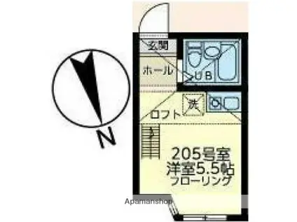 ユナイト南太田ジヴェルニー(ワンルーム/2階)の間取り写真