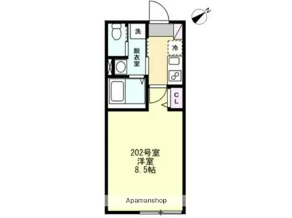 ベイルーム長津田フロント(1K/2階)の間取り写真