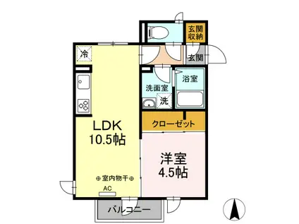 ALLES(1LDK/2階)の間取り写真
