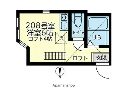 ユナイト鶴見ルーカスの杜(ワンルーム/2階)の間取り写真
