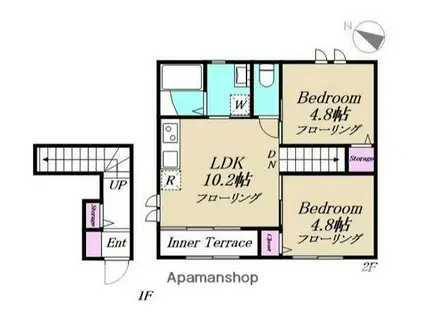 ヒルズアイメゾン(2LDK/2階)の間取り写真