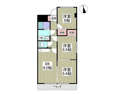 プリンスマンション(3DK/1階)の間取り写真